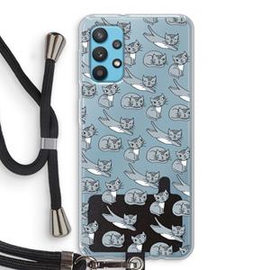 CaseCompany Poezen: Samsung Galaxy A32 4G Transparant Hoesje met koord