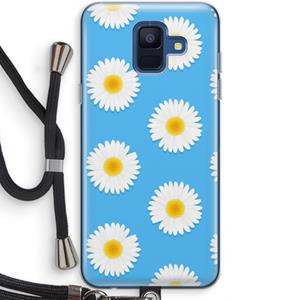 CaseCompany Margrietjes: Samsung Galaxy A6 (2018) Transparant Hoesje met koord