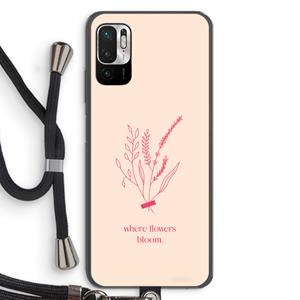 CaseCompany Where flowers bloom: Xiaomi Redmi Note 10 5G Transparant Hoesje met koord