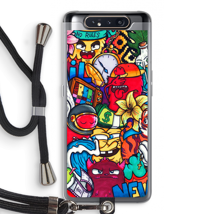 CaseCompany No Rules: Samsung Galaxy A80 Transparant Hoesje met koord