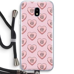 CaseCompany Chicks before dicks: Samsung Galaxy J3 (2017) Transparant Hoesje met koord