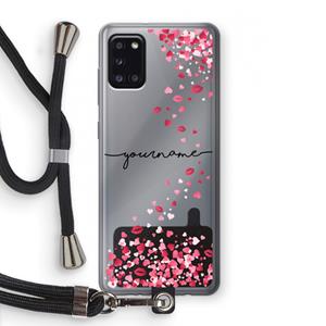 CaseCompany Hartjes en kusjes: Samsung Galaxy A31 Transparant Hoesje met koord