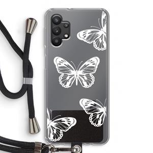 CaseCompany White butterfly: Samsung Galaxy A32 5G Transparant Hoesje met koord