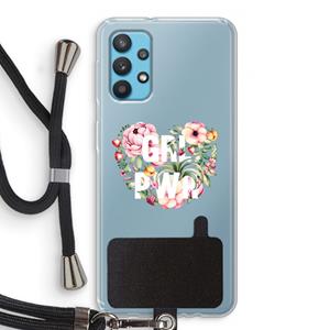 CaseCompany GRL PWR Flower: Samsung Galaxy A32 4G Transparant Hoesje met koord