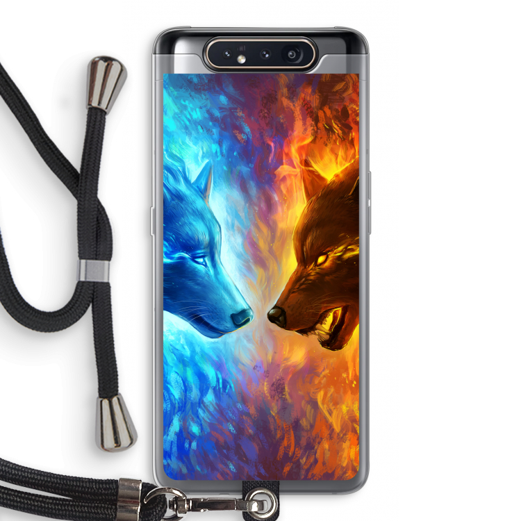 CaseCompany Fire & Ice: Samsung Galaxy A80 Transparant Hoesje met koord