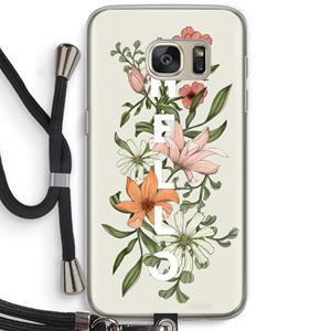 CaseCompany Hello bloemen: Samsung Galaxy S7 Transparant Hoesje met koord