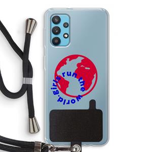 CaseCompany Run The World: Samsung Galaxy A32 4G Transparant Hoesje met koord