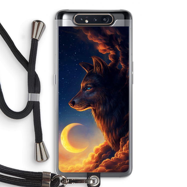 CaseCompany Night Guardian: Samsung Galaxy A80 Transparant Hoesje met koord