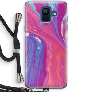 CaseCompany Paarse stroom: Samsung Galaxy A6 (2018) Transparant Hoesje met koord