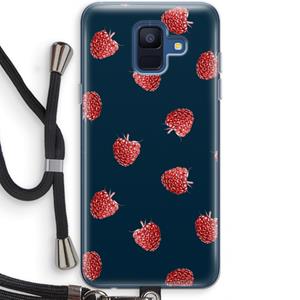 CaseCompany Framboosjes: Samsung Galaxy A6 (2018) Transparant Hoesje met koord