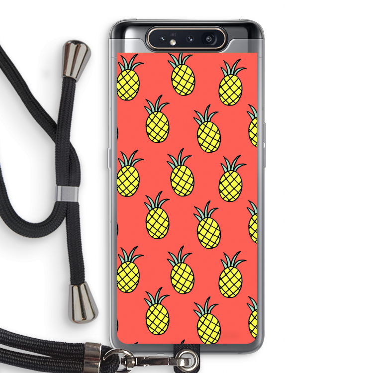 CaseCompany Ananas: Samsung Galaxy A80 Transparant Hoesje met koord