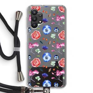 CaseCompany Bloemetjes: Samsung Galaxy A32 5G Transparant Hoesje met koord
