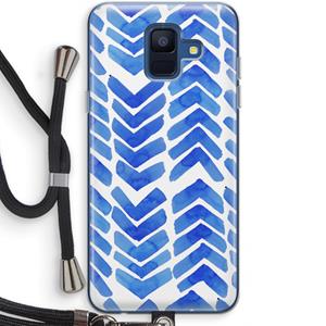CaseCompany Blauwe pijlen: Samsung Galaxy A6 (2018) Transparant Hoesje met koord