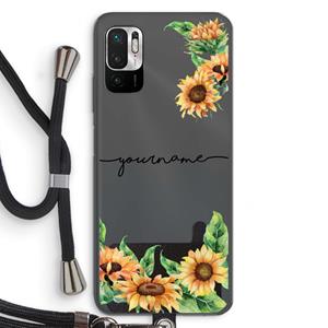 CaseCompany Zonnebloemen: Xiaomi Redmi Note 10 5G Transparant Hoesje met koord
