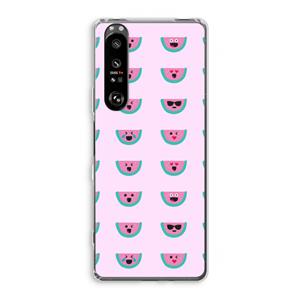 CaseCompany Smiley watermeloenprint: Sony Xperia 1 III Transparant Hoesje