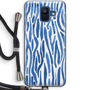 CaseCompany Blauwe nerven: Samsung Galaxy A6 (2018) Transparant Hoesje met koord