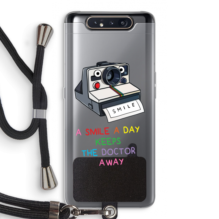 CaseCompany Smile: Samsung Galaxy A80 Transparant Hoesje met koord