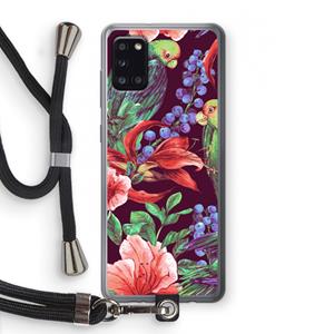 CaseCompany Papegaaien: Samsung Galaxy A31 Transparant Hoesje met koord