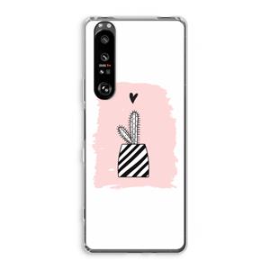 CaseCompany Zwart-wit cactus: Sony Xperia 1 III Transparant Hoesje