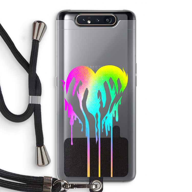 CaseCompany Hold My Heart: Samsung Galaxy A80 Transparant Hoesje met koord