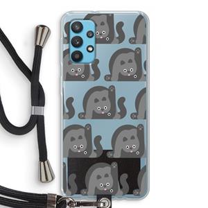 CaseCompany Cats: Samsung Galaxy A32 4G Transparant Hoesje met koord