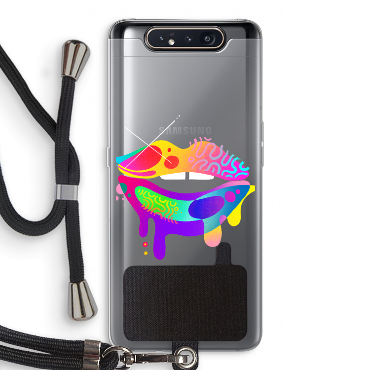 CaseCompany Lip Palette: Samsung Galaxy A80 Transparant Hoesje met koord