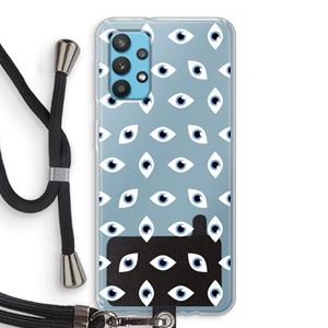 CaseCompany Eyes pattern: Samsung Galaxy A32 4G Transparant Hoesje met koord