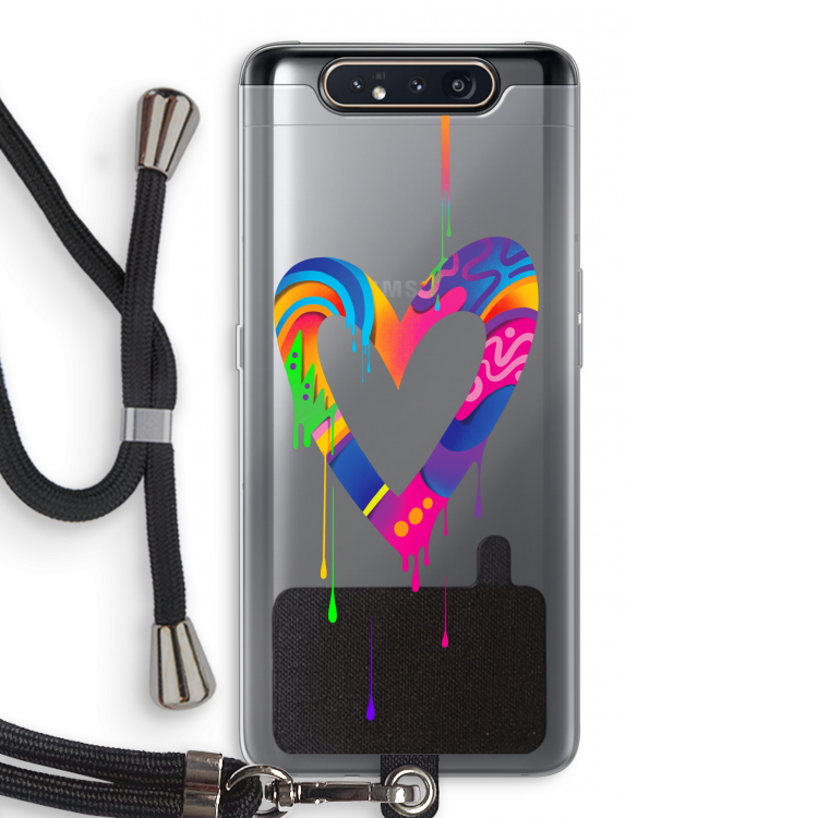 CaseCompany Melts My Heart: Samsung Galaxy A80 Transparant Hoesje met koord
