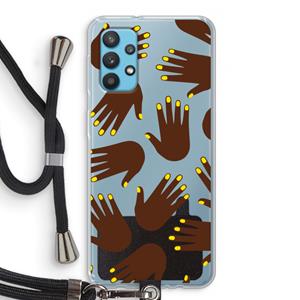CaseCompany Hands dark: Samsung Galaxy A32 4G Transparant Hoesje met koord