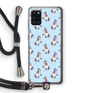 CaseCompany Eenhoorns overal: Samsung Galaxy A31 Transparant Hoesje met koord