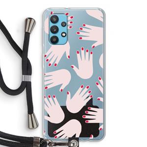 CaseCompany Hands pink: Samsung Galaxy A32 4G Transparant Hoesje met koord