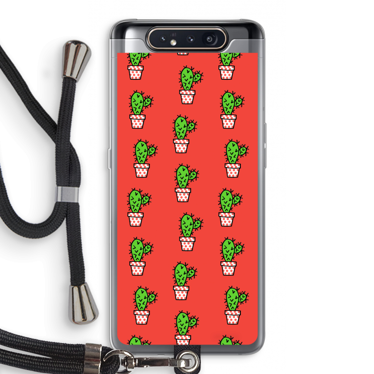 CaseCompany Mini cactus: Samsung Galaxy A80 Transparant Hoesje met koord