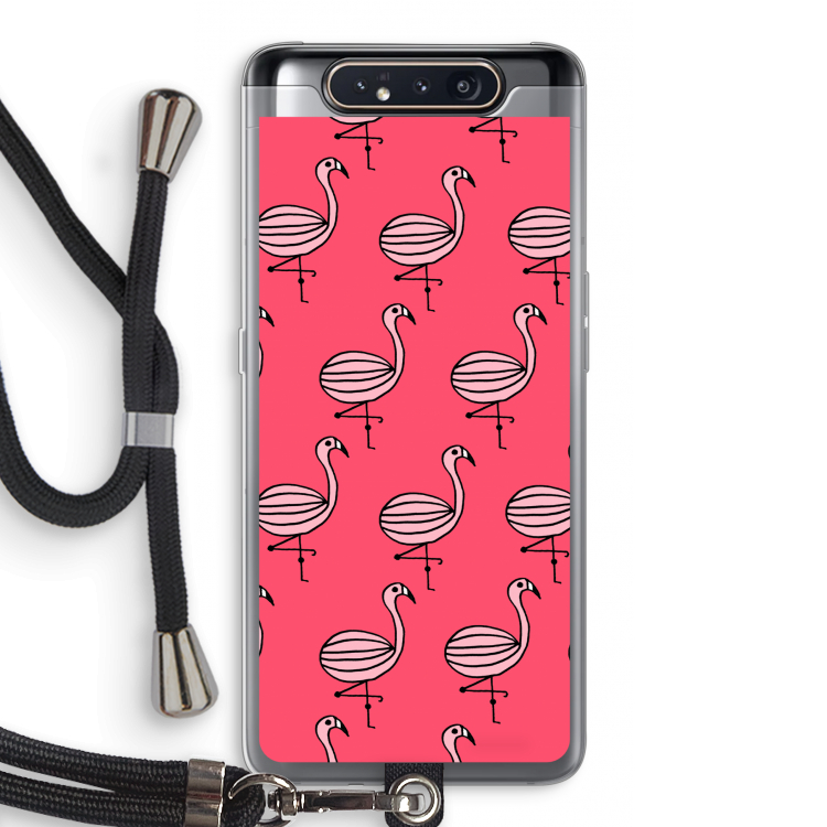 CaseCompany Flamingo: Samsung Galaxy A80 Transparant Hoesje met koord