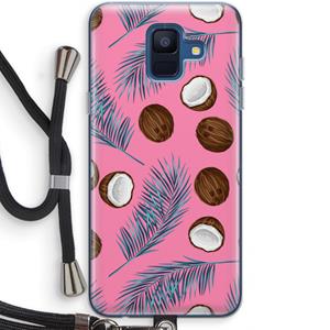 CaseCompany Kokosnoot roze: Samsung Galaxy A6 (2018) Transparant Hoesje met koord