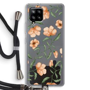 CaseCompany Peachy flowers: Samsung Galaxy A42 5G Transparant Hoesje met koord