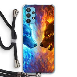 CaseCompany Fire & Ice: Samsung Galaxy A32 4G Transparant Hoesje met koord