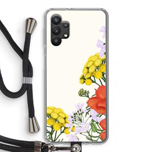 CaseCompany Wilde bloemen: Samsung Galaxy A32 5G Transparant Hoesje met koord