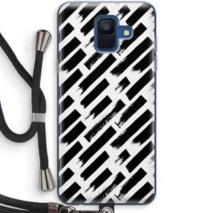 CaseCompany Zwarte vegen: Samsung Galaxy A6 (2018) Transparant Hoesje met koord