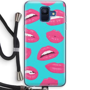 CaseCompany Bite my lip: Samsung Galaxy A6 (2018) Transparant Hoesje met koord