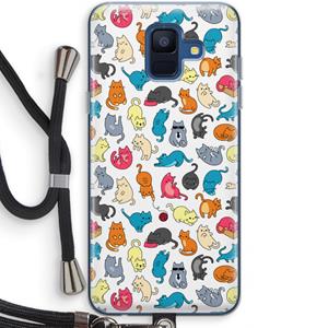 CaseCompany Kleurrijke katten: Samsung Galaxy A6 (2018) Transparant Hoesje met koord