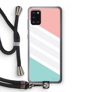 CaseCompany Strepen pastel: Samsung Galaxy A31 Transparant Hoesje met koord