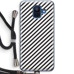CaseCompany Strepen zwart-wit: Samsung Galaxy A6 (2018) Transparant Hoesje met koord