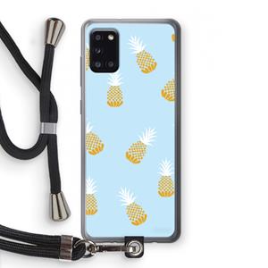 CaseCompany Ananasjes: Samsung Galaxy A31 Transparant Hoesje met koord