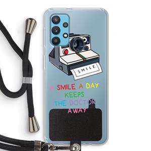 CaseCompany Smile: Samsung Galaxy A32 4G Transparant Hoesje met koord