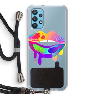 CaseCompany Lip Palette: Samsung Galaxy A32 4G Transparant Hoesje met koord