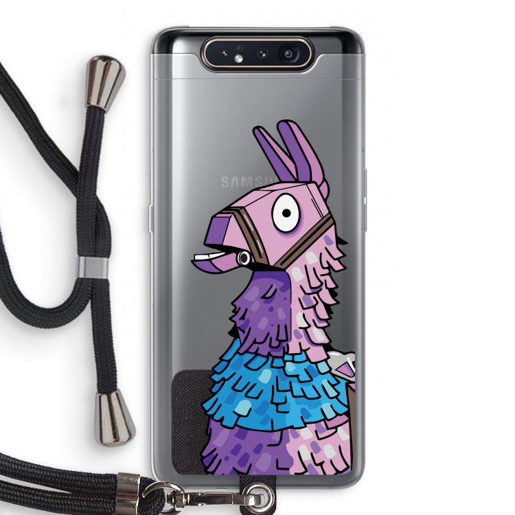 CaseCompany Lama: Samsung Galaxy A80 Transparant Hoesje met koord