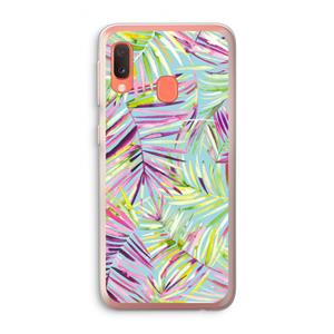 CaseCompany Tropical Palms Blue: Samsung Galaxy A20e Transparant Hoesje
