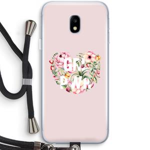 CaseCompany GRL PWR Flower: Samsung Galaxy J3 (2017) Transparant Hoesje met koord