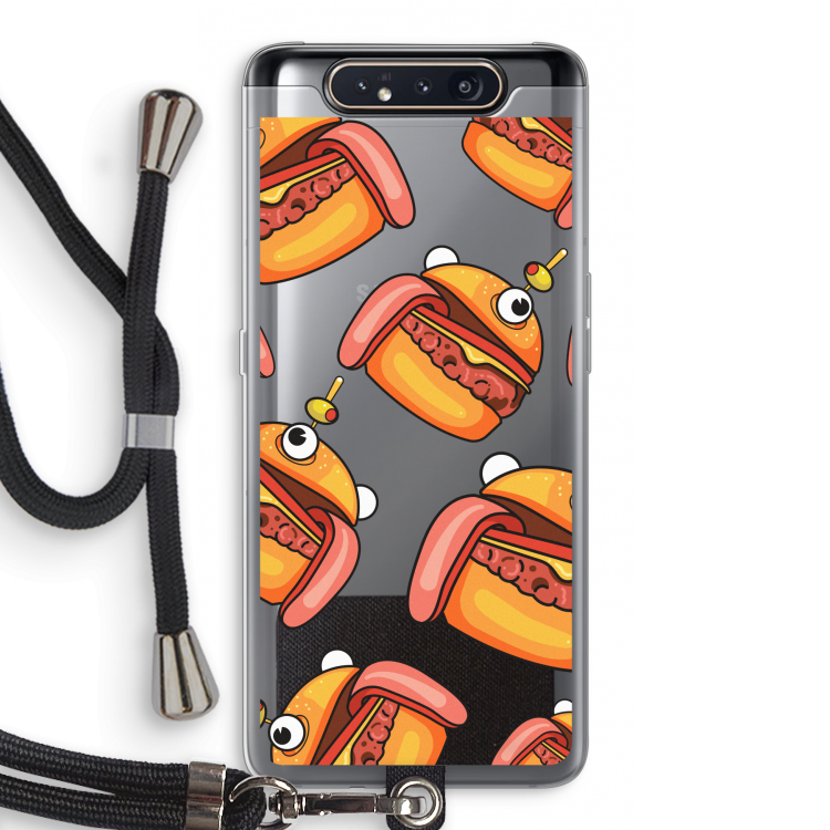 CaseCompany Hamburger: Samsung Galaxy A80 Transparant Hoesje met koord
