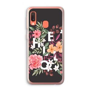 CaseCompany Hello in flowers: Samsung Galaxy A20e Transparant Hoesje